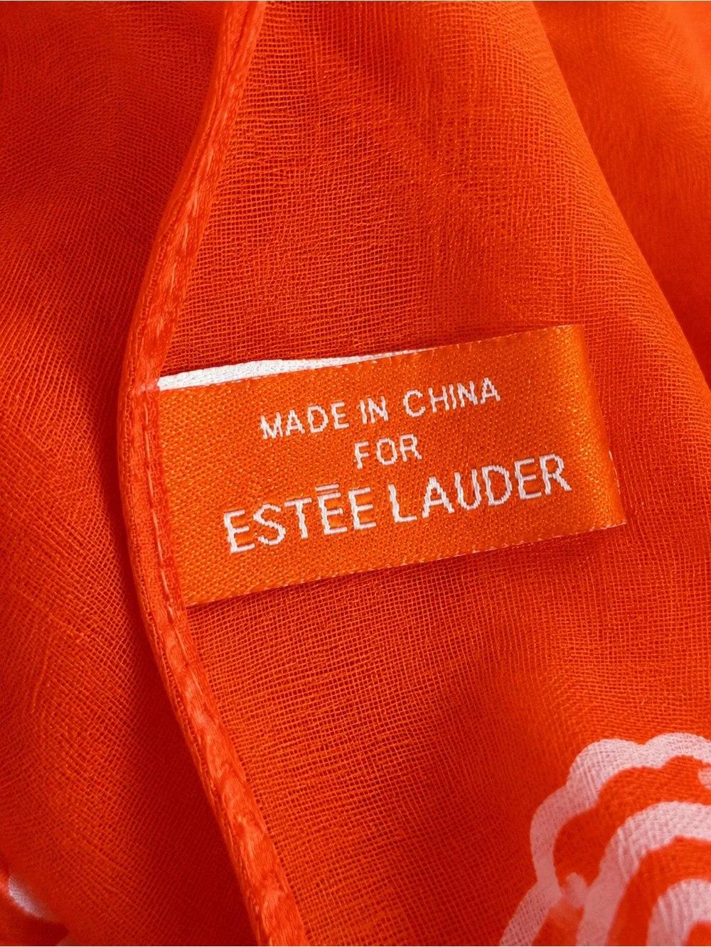 Estée Lauder Orange Chiffon Floral Scarf Lightweight Sheer Wrap Shawl